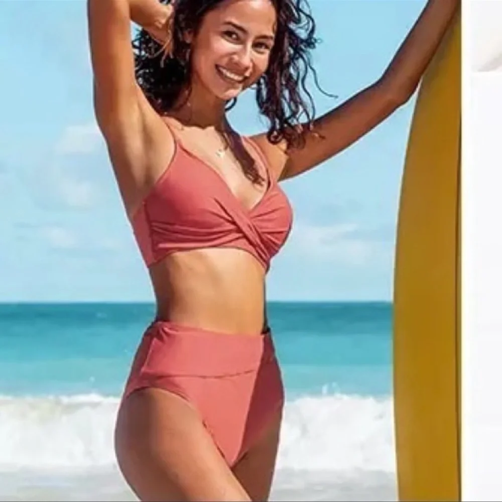Take Me Out To Play Push Up Sexy Hold + High Waisted Twist Bikini In Sienna - Picture 4 of 9